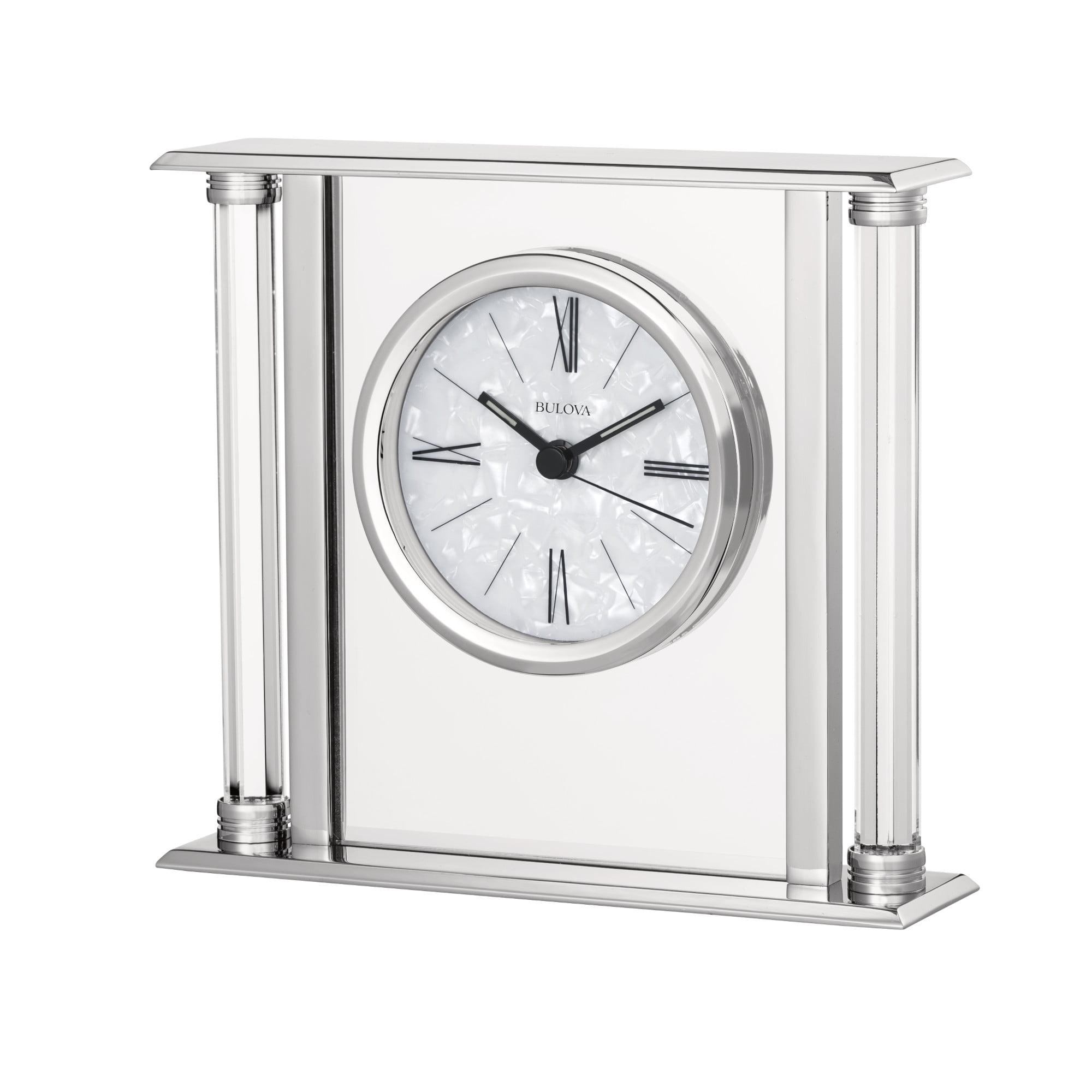 Silver Metal and Glass Modern Tabletop Clock