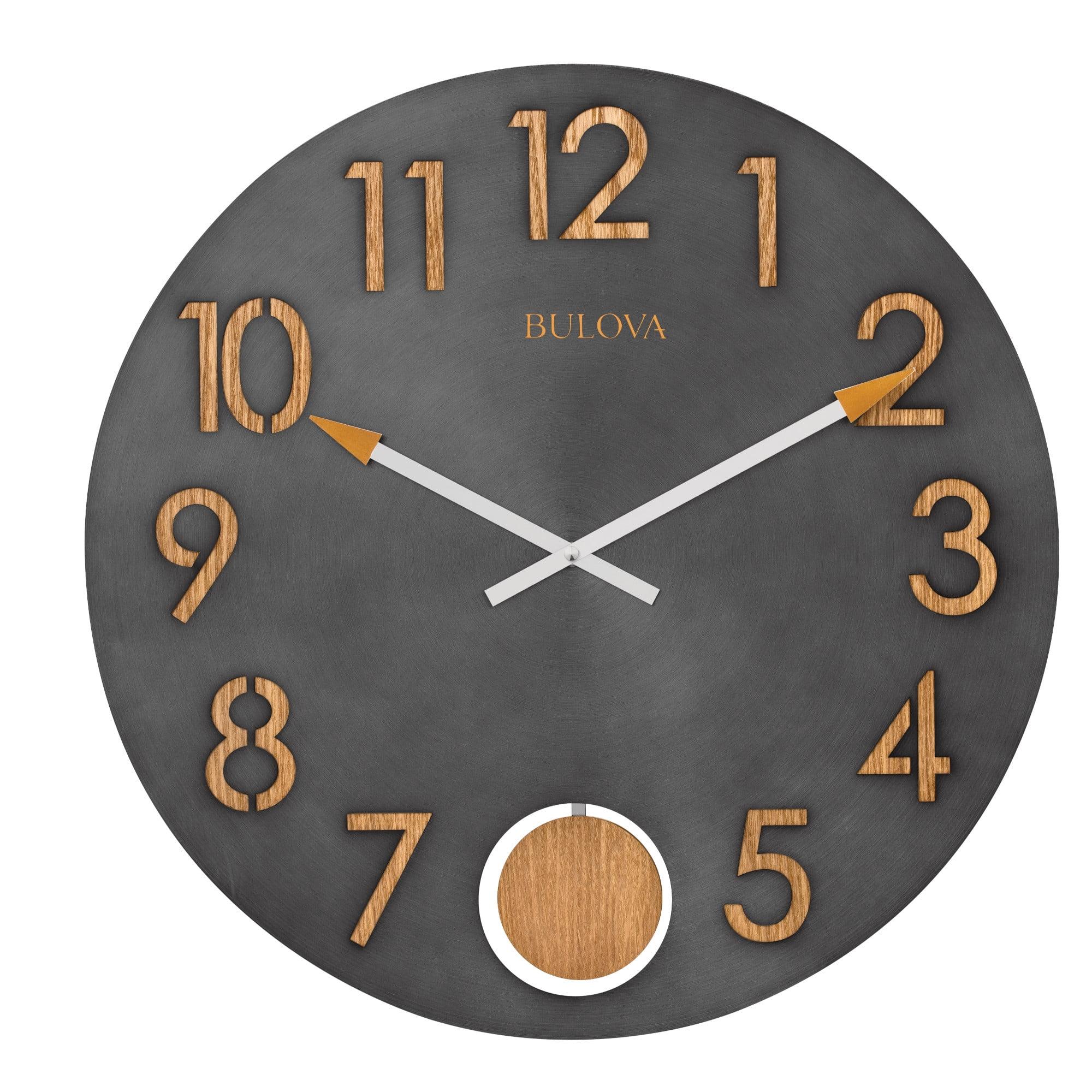 Flatiron 19.5" Round Burnished Steel and Oak Wall Clock