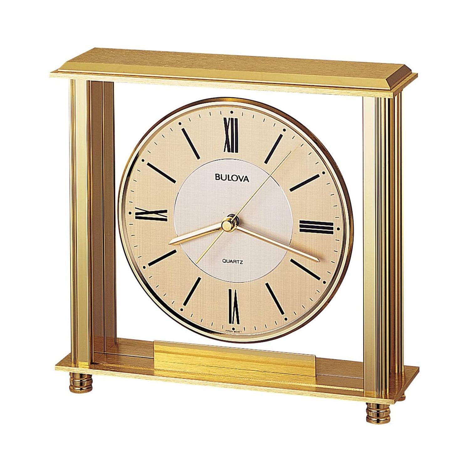 Bulova Brass Roman Numeral Quartz Table Clock