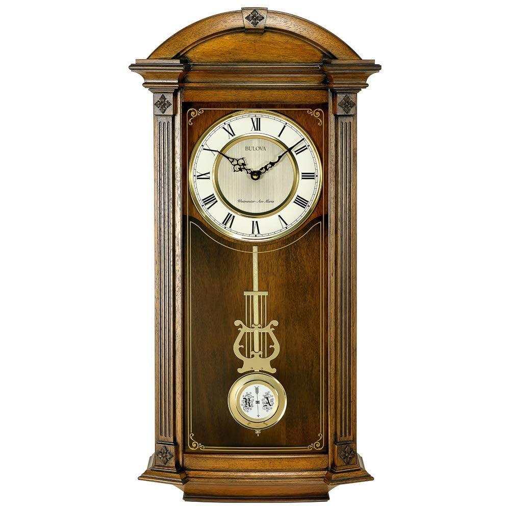 Hartwick 29 Inch Walnut Pendulum Wall Clock with Chimes