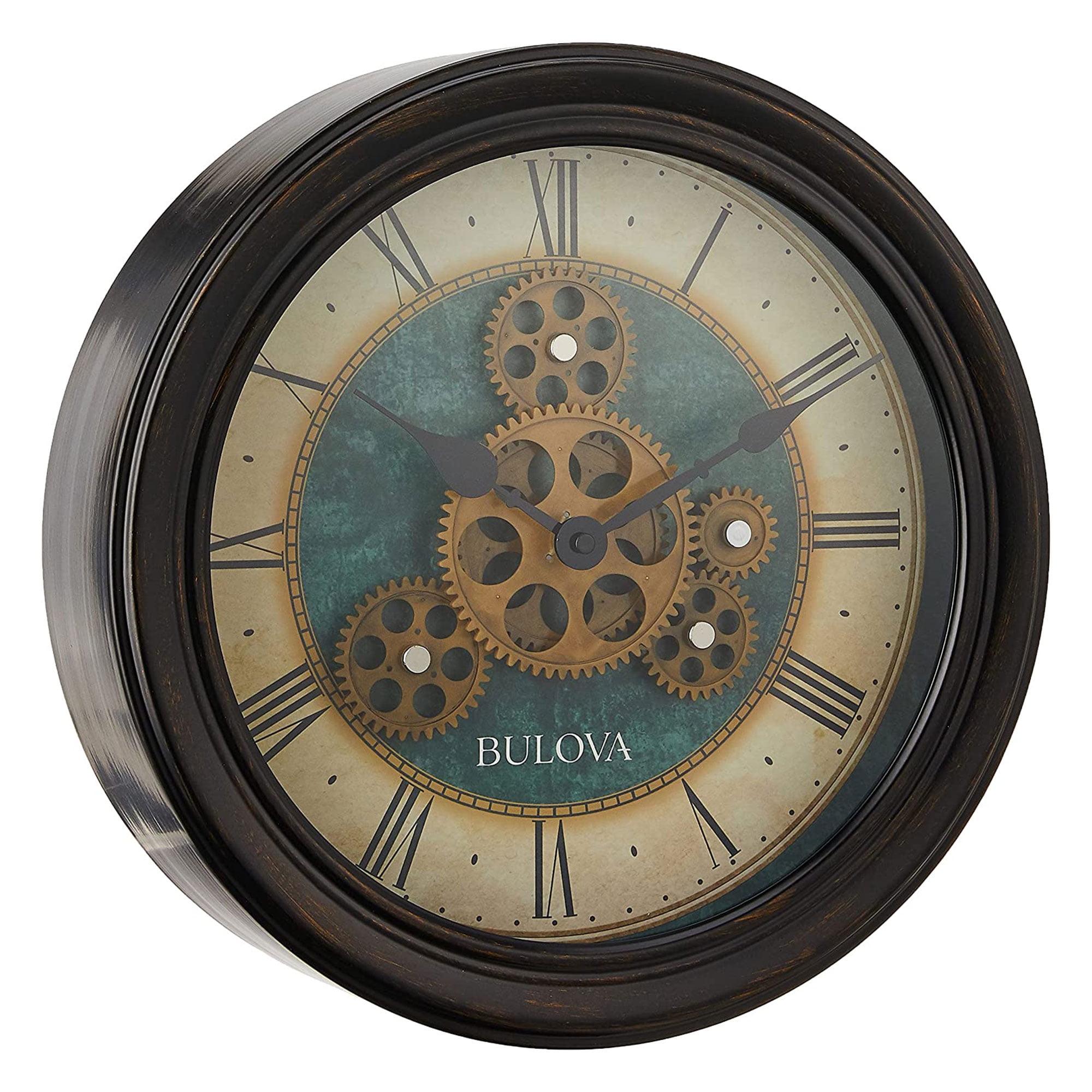 Aged Black Metal Industrial Motion Wall Clock, 13"