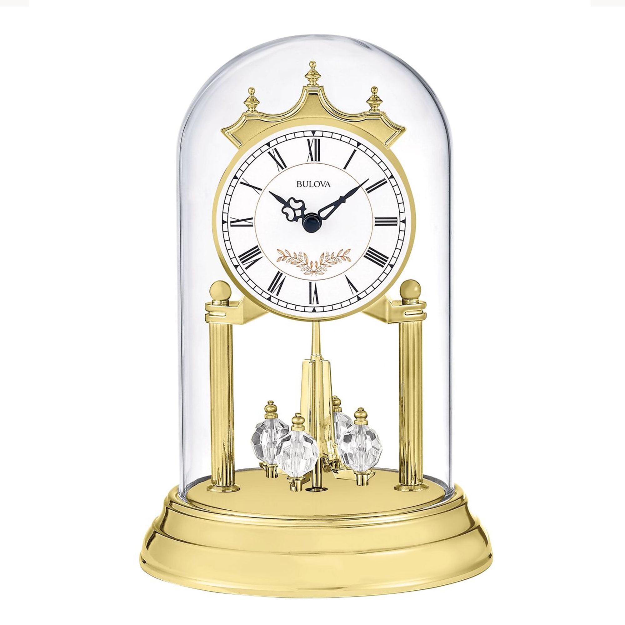 Gold and Glass Domed Clock with Rotating Pendulum