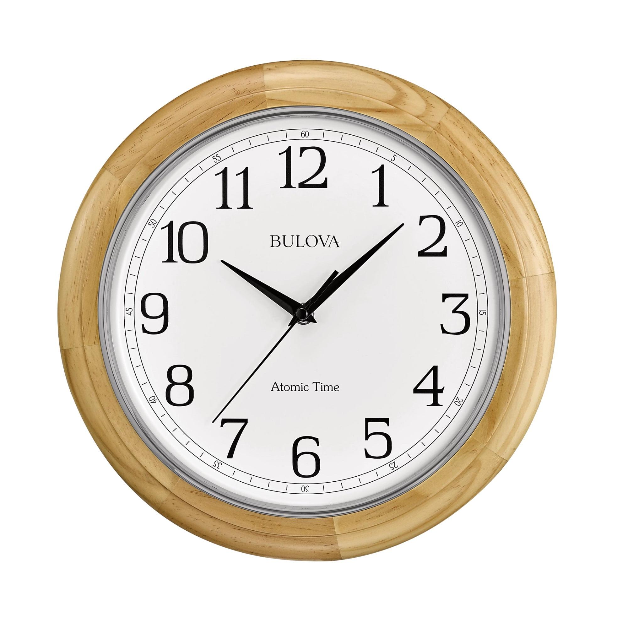 Natural Hardwood Silver Bezel Analog Wall Clock