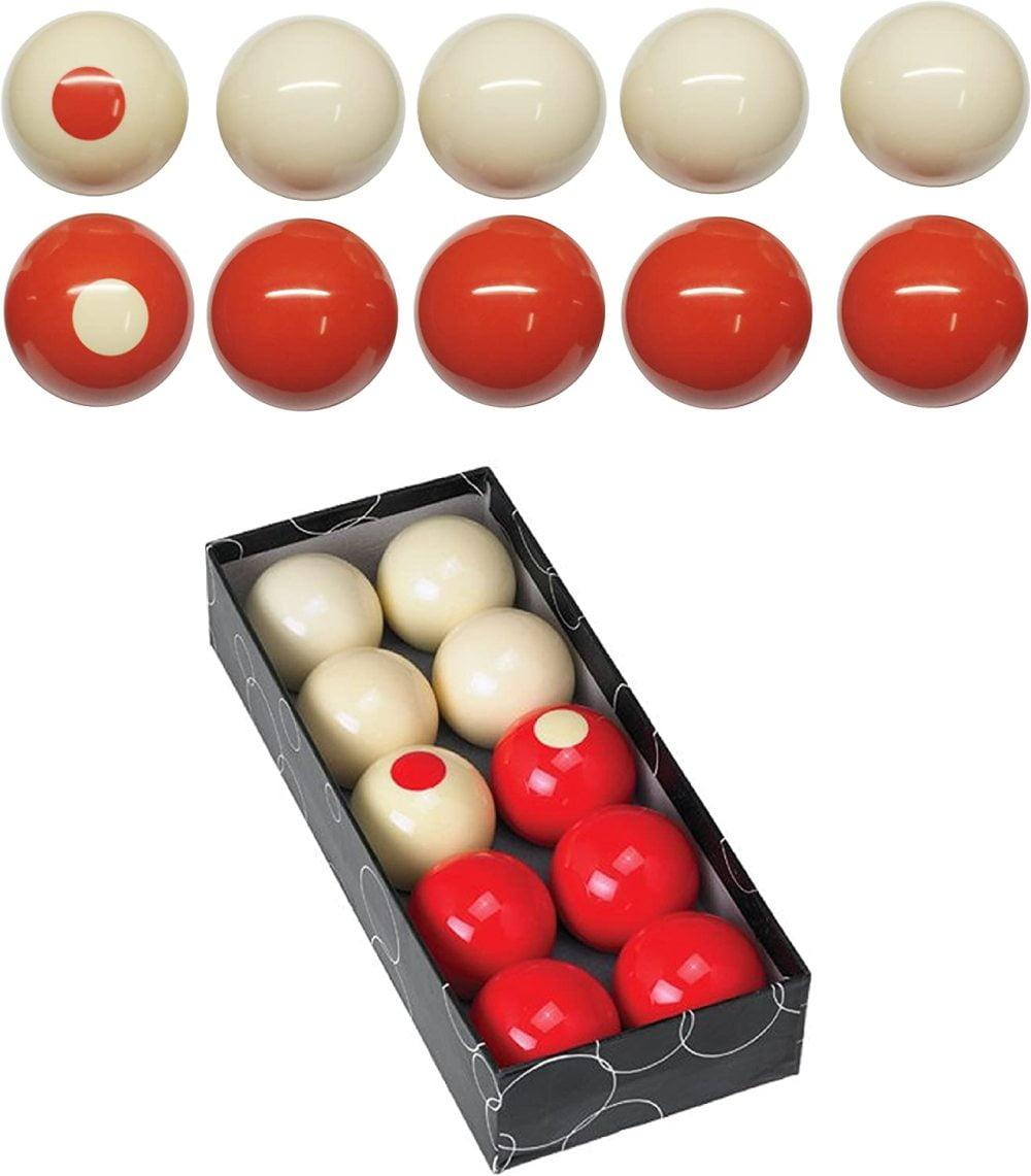 Red and White Polyresin Bumper Pool Ball Set