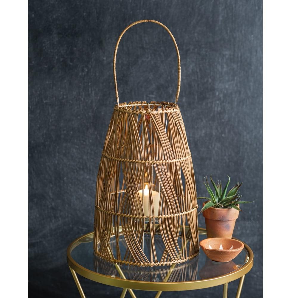 Bohemian Rattan 24" Hanging Candle Lantern