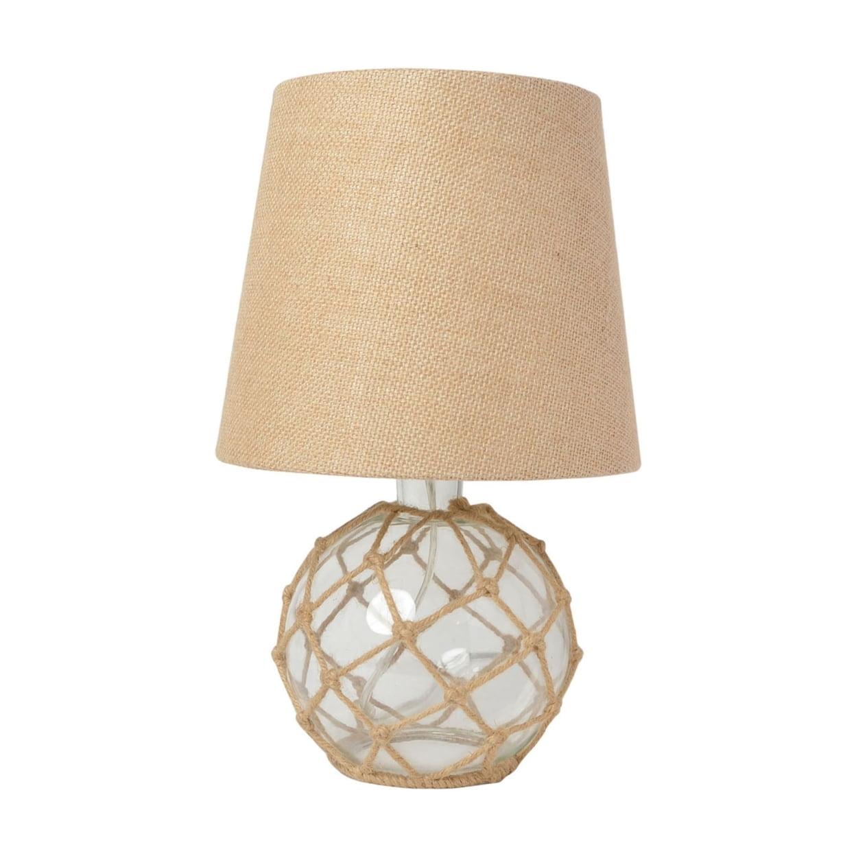 Buoy Rope Nautical Netted Coastal Ocean Sea Glass Table Lamp Clear - Elegant Designs: Burlap Shade, UL Listed