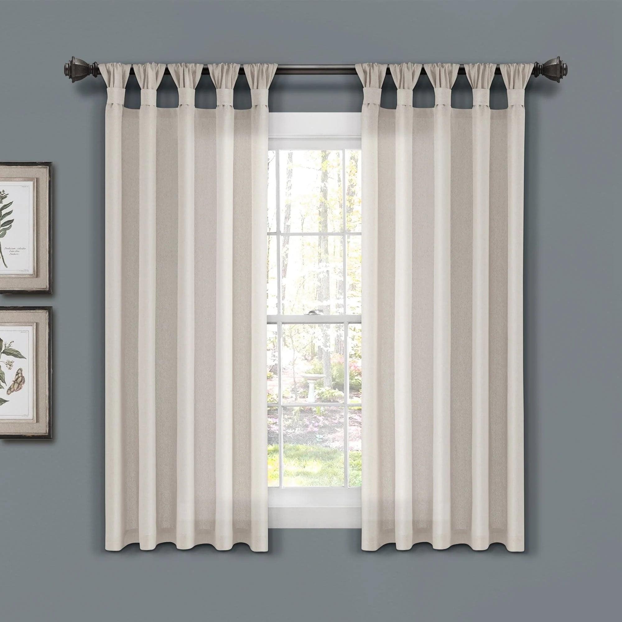 Lush Decor Burlap Knotted Tab Top Semi Sheer Curtain Pair (Set of 2)