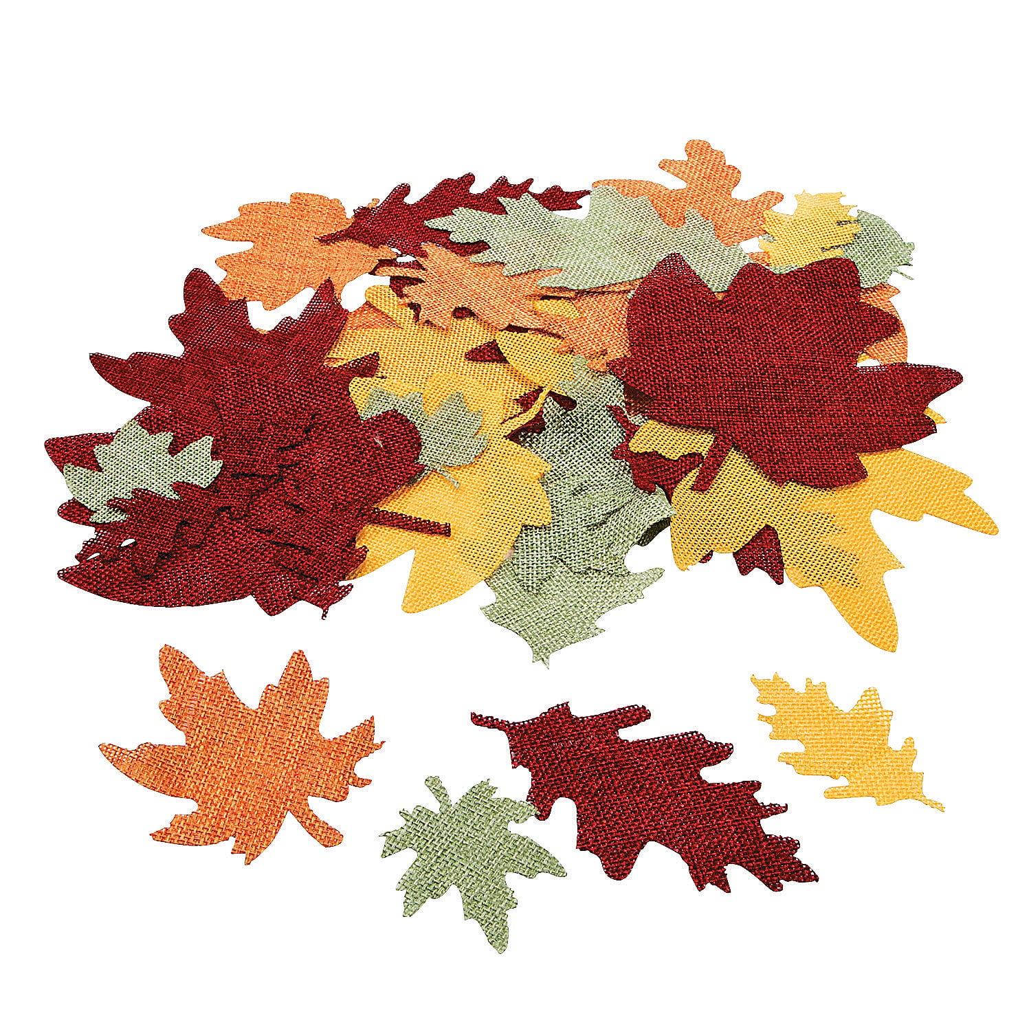 Assorted Burlap Leaf Shapes for Fall Crafts, 50 Pieces