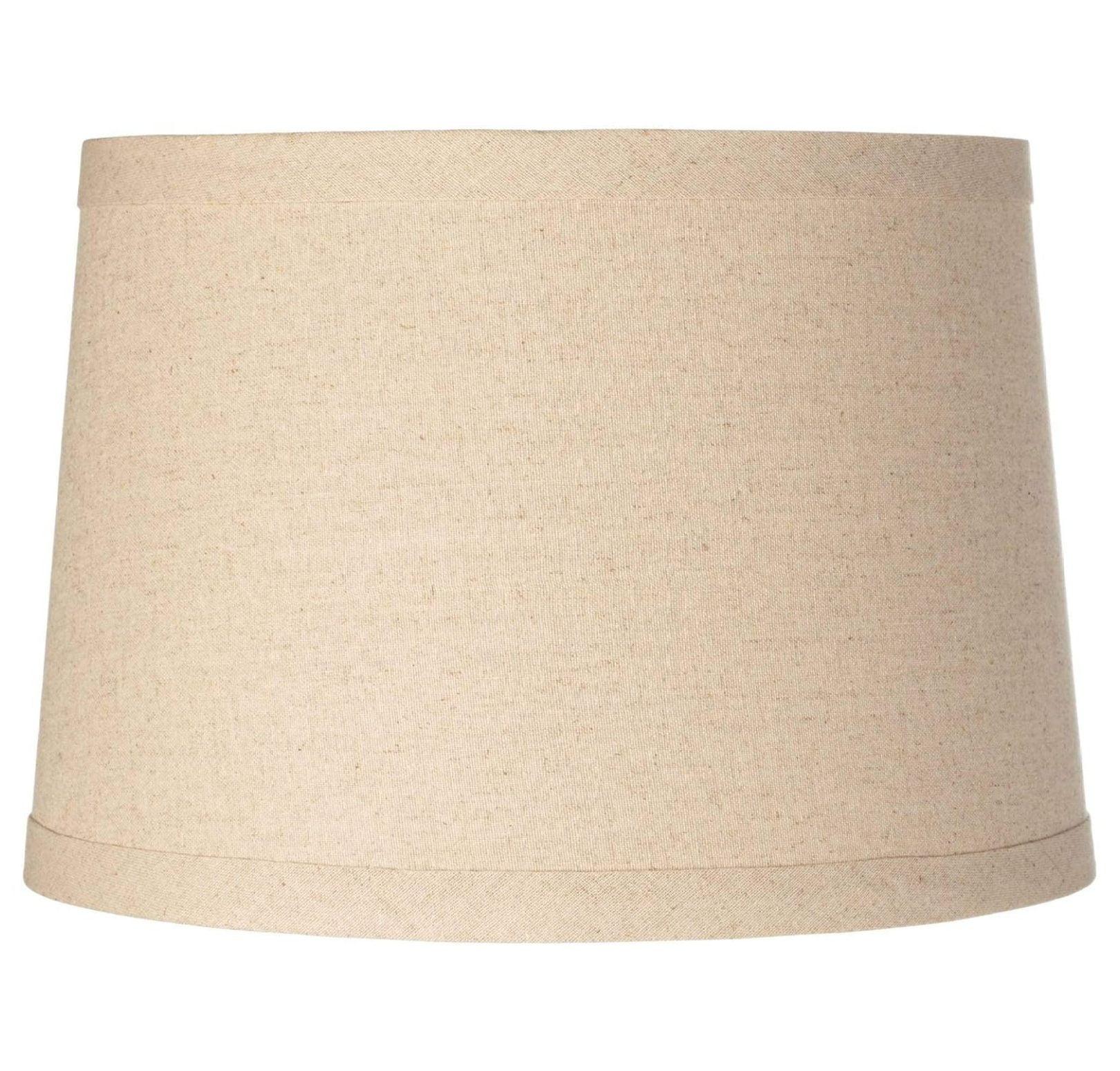 Springcrest Burlap Medium Drum Lamp Shade 14" Top x 16" Bottom x 11" High (Spider) Replacement with Harp and Finial