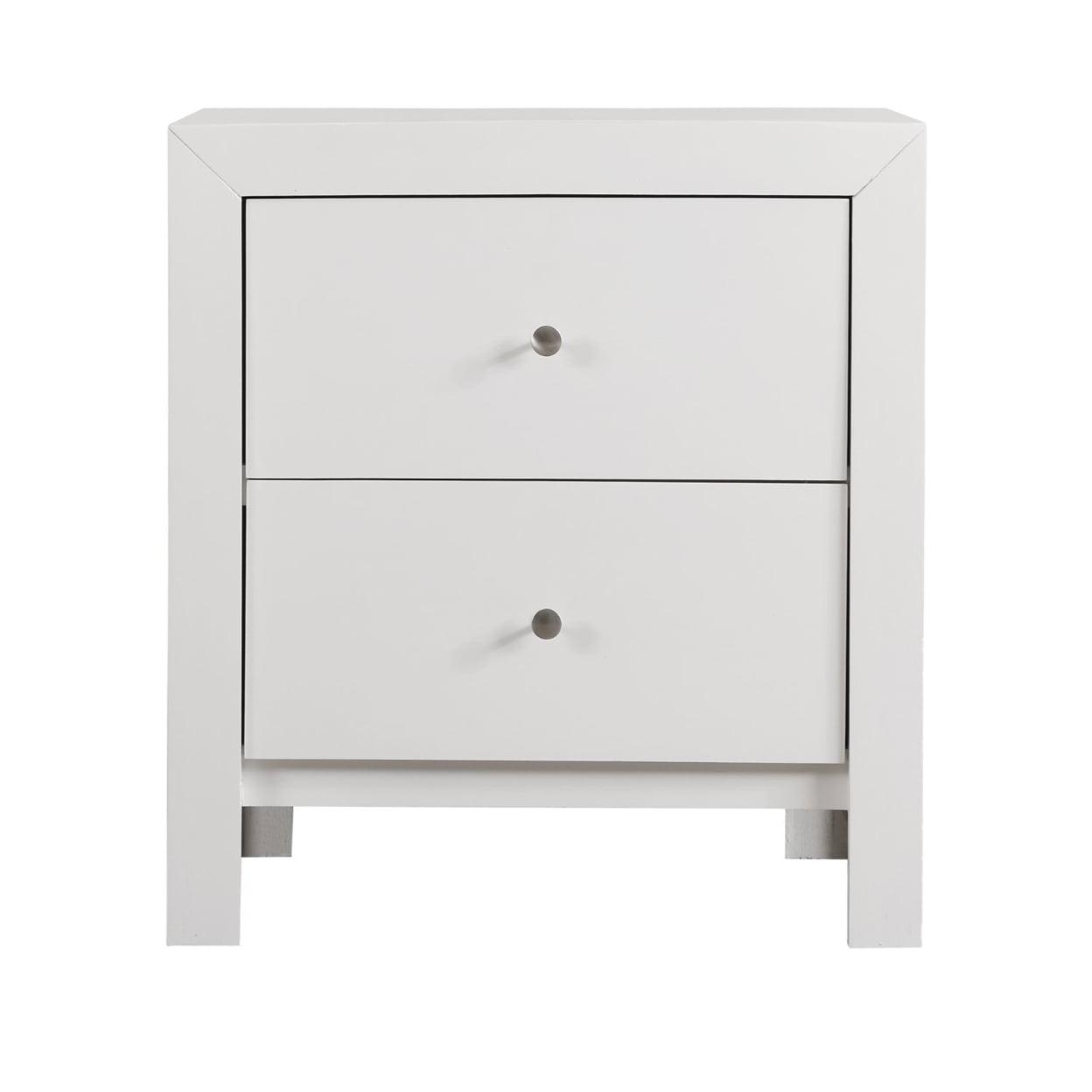 Burlington 25" White Wood 2-Drawer Nightstand