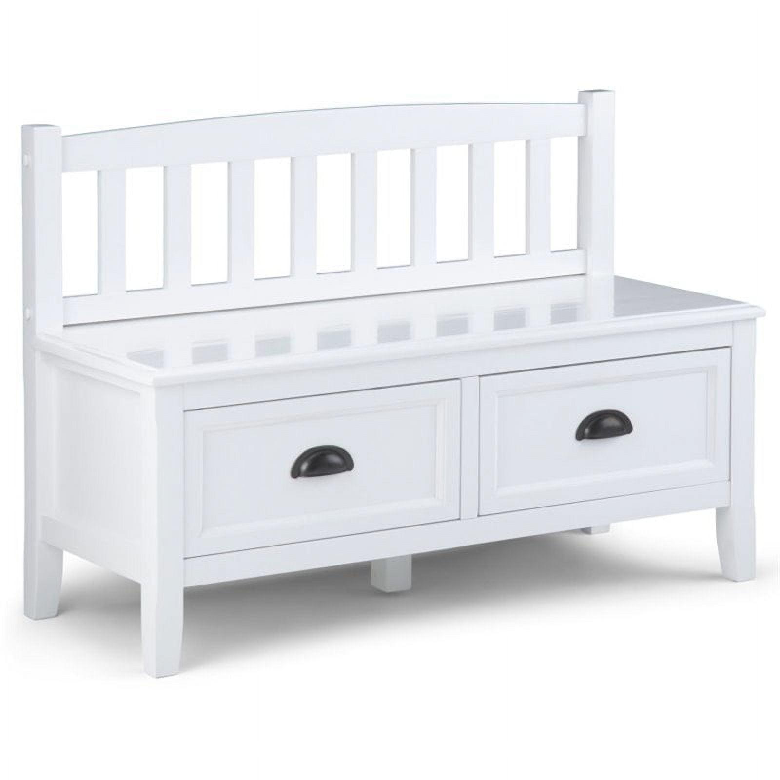 Burlington Solid Pine 42" White Entryway Bench with Storage Drawers