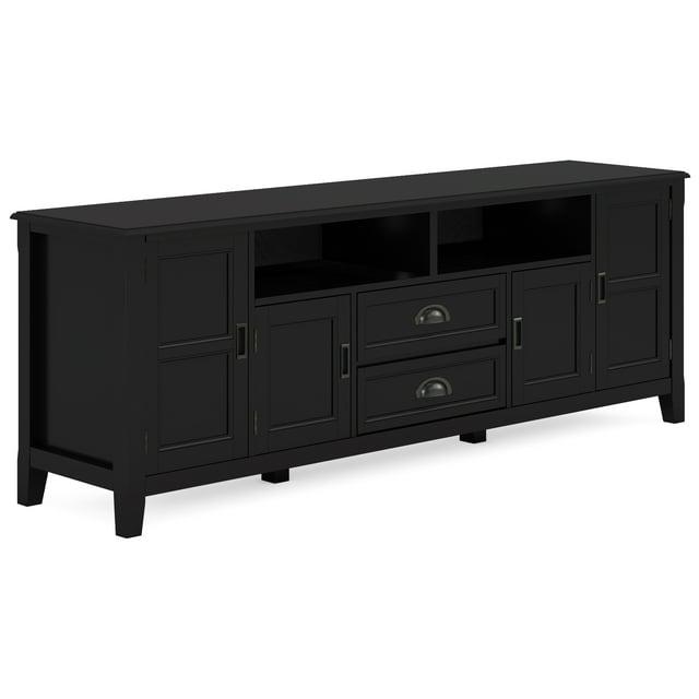 Simpli Home Burlington 72"W Solid Wood TV Stand for TVs up to 80" with 4 Cabinets
