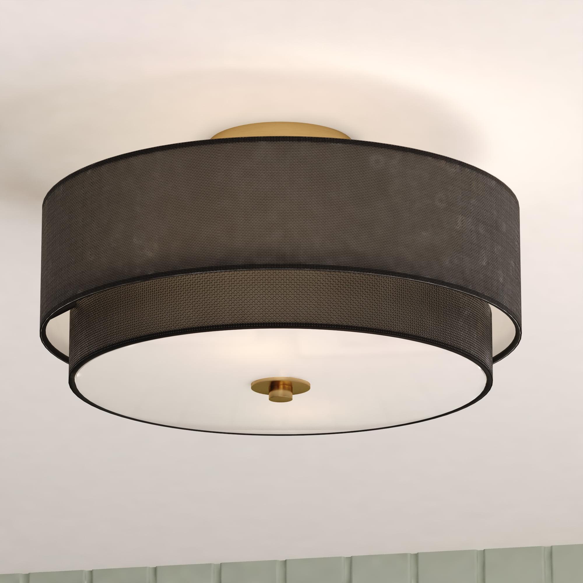 Burnaby 20.5'' Matte Brass and Black Linen Drum LED Ceiling Light