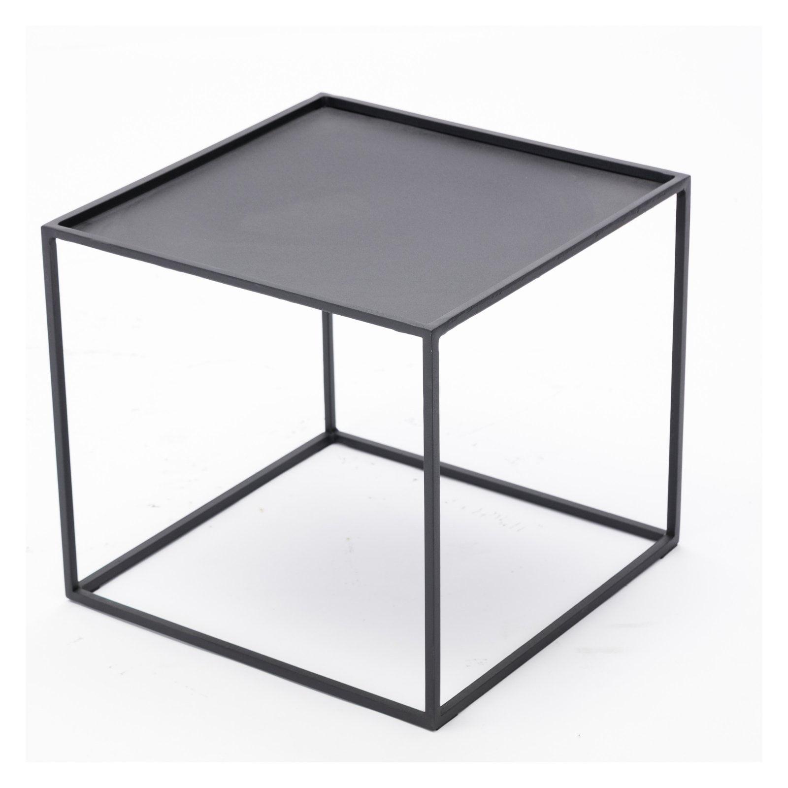 Highlands 17" Dark Gray Removable Oak Wood Tray Side Table