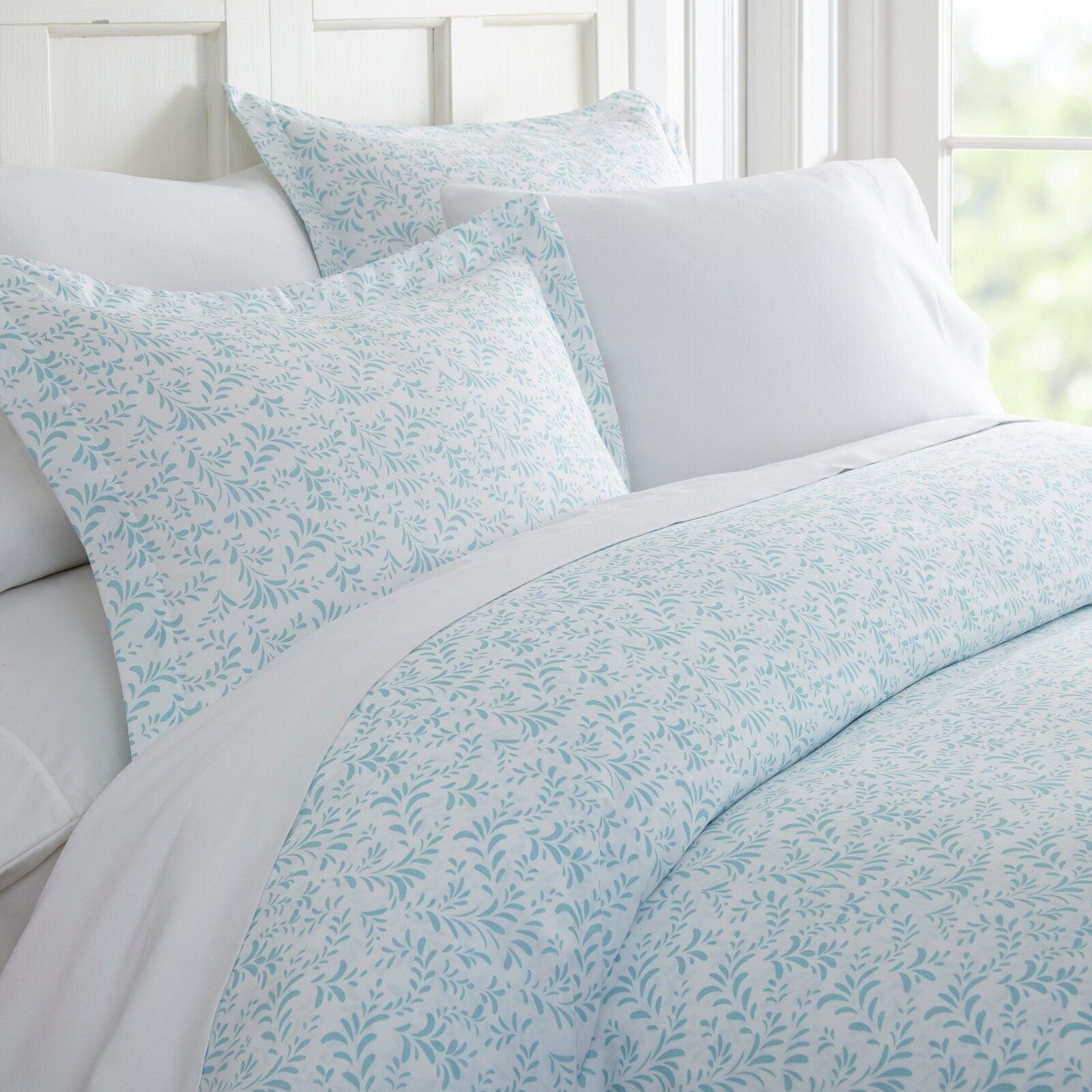 Light Blue Floral Print Full/Queen Duvet Cover Set