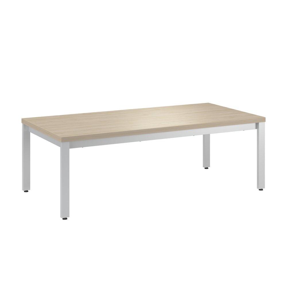 Natural Elm and White Rectangular Wood Metal Coffee Table