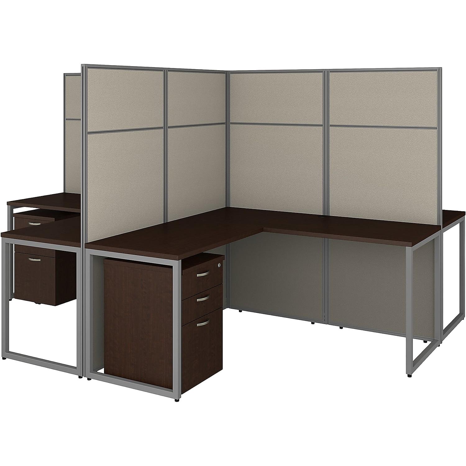 Bush Business Furniture Easy Office L-Shaped 4 Person Cubicle with Cable Management