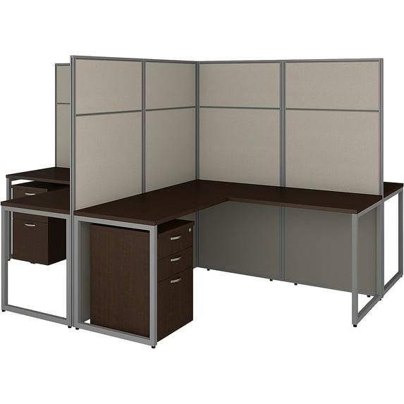 Bush Business Furniture Easy Office L-Shaped 4 Person Cubicle with Cable Management