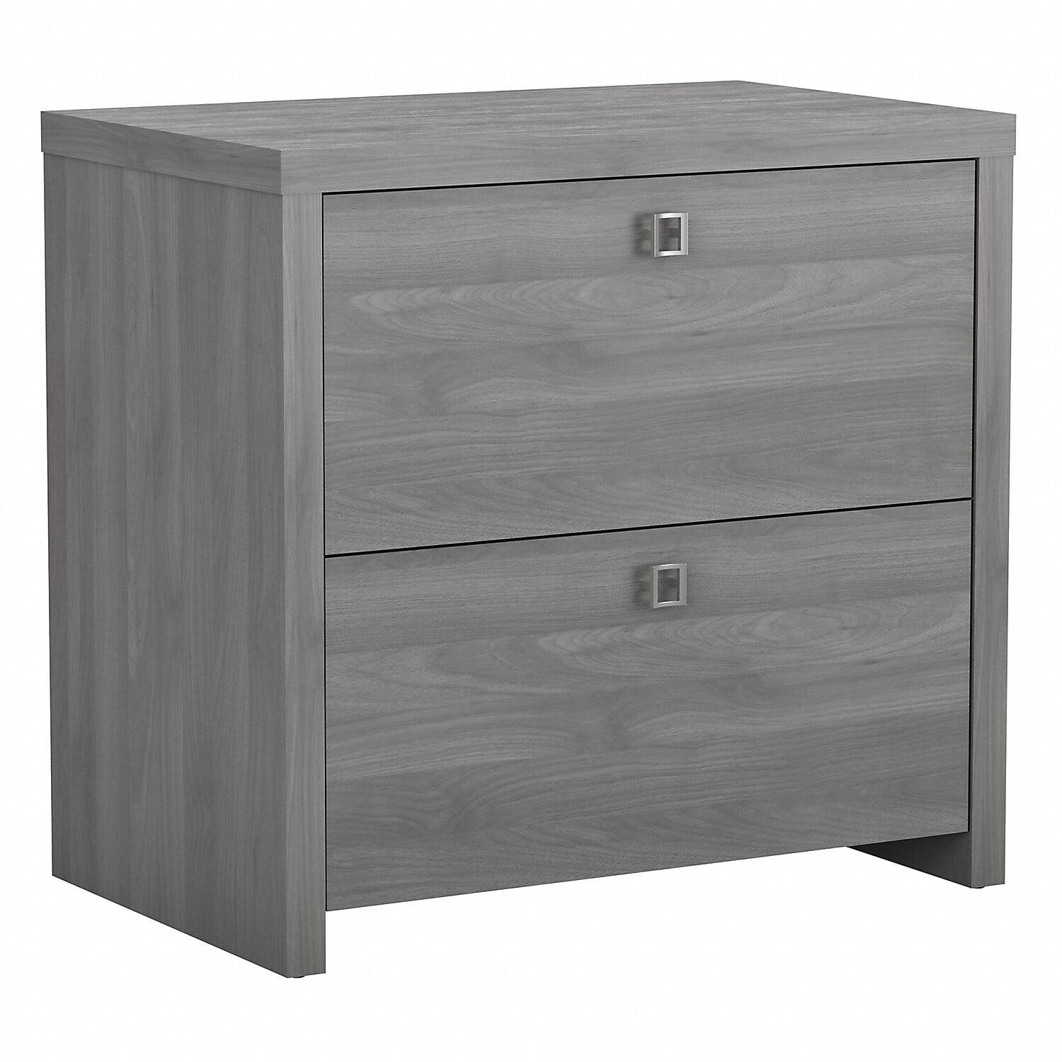 Modern Gray 2-Drawer Lateral File Cabinet with Satin Silver Hardware