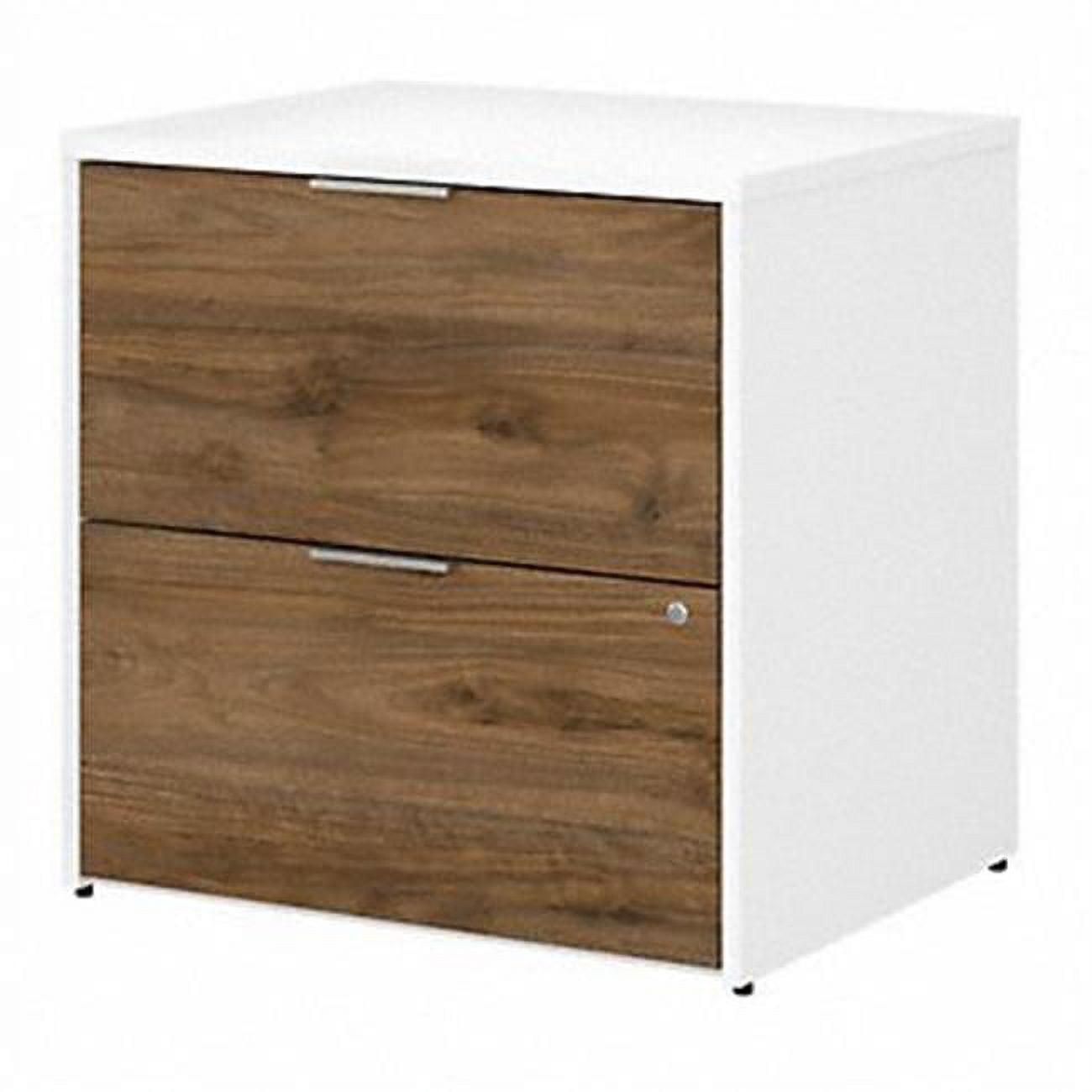 Jamestown 30'' White and Walnut Lockable 2-Drawer Lateral File Cabinet