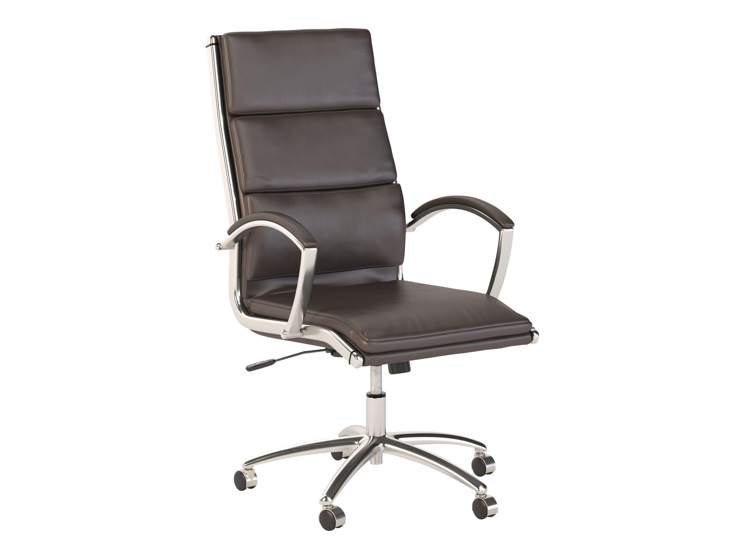 Dark Brown High Back Leather Executive Office Chair with Adjustable Arms