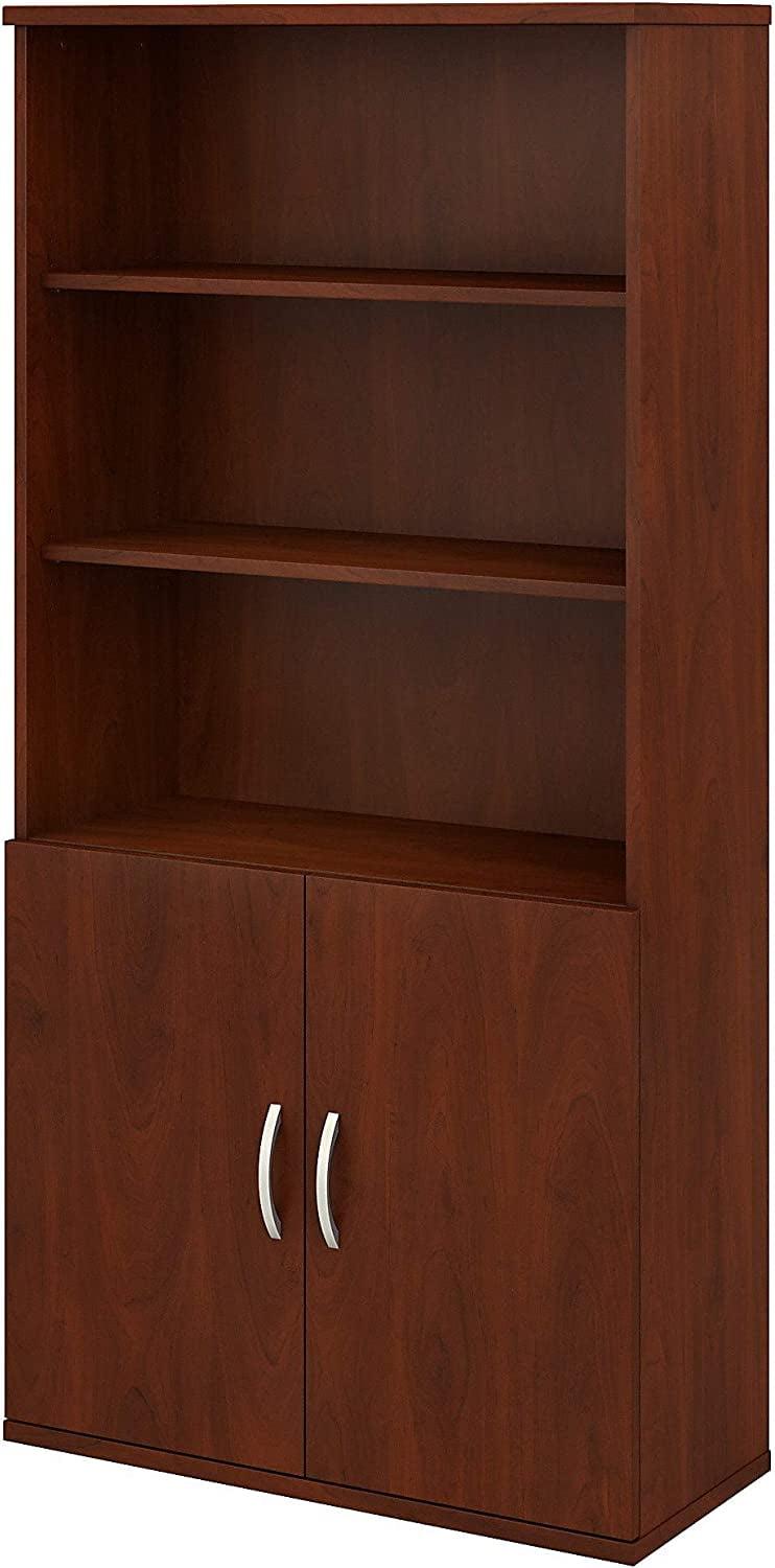 Bush Business Furniture STC015HC 5 Shelf Bookcase with Doors  Hansen Cherry