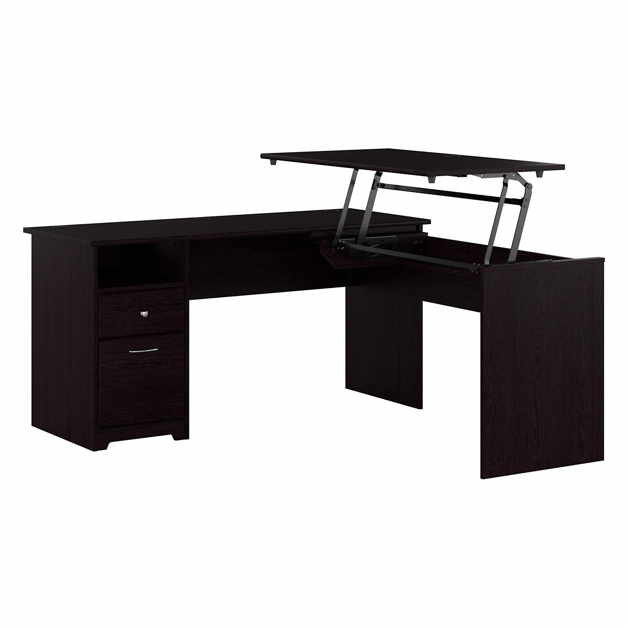 Bush Furniture Cabot 60" Sit to Stand L Desk, Espresso Oak