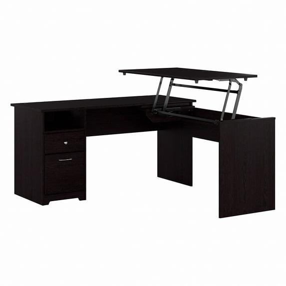 Bush Furniture Cabot 60" Sit to Stand L Desk, Espresso Oak