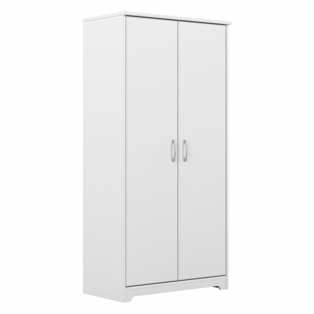 White Tall Engineered Wood Kitchen Pantry Cabinet with Doors