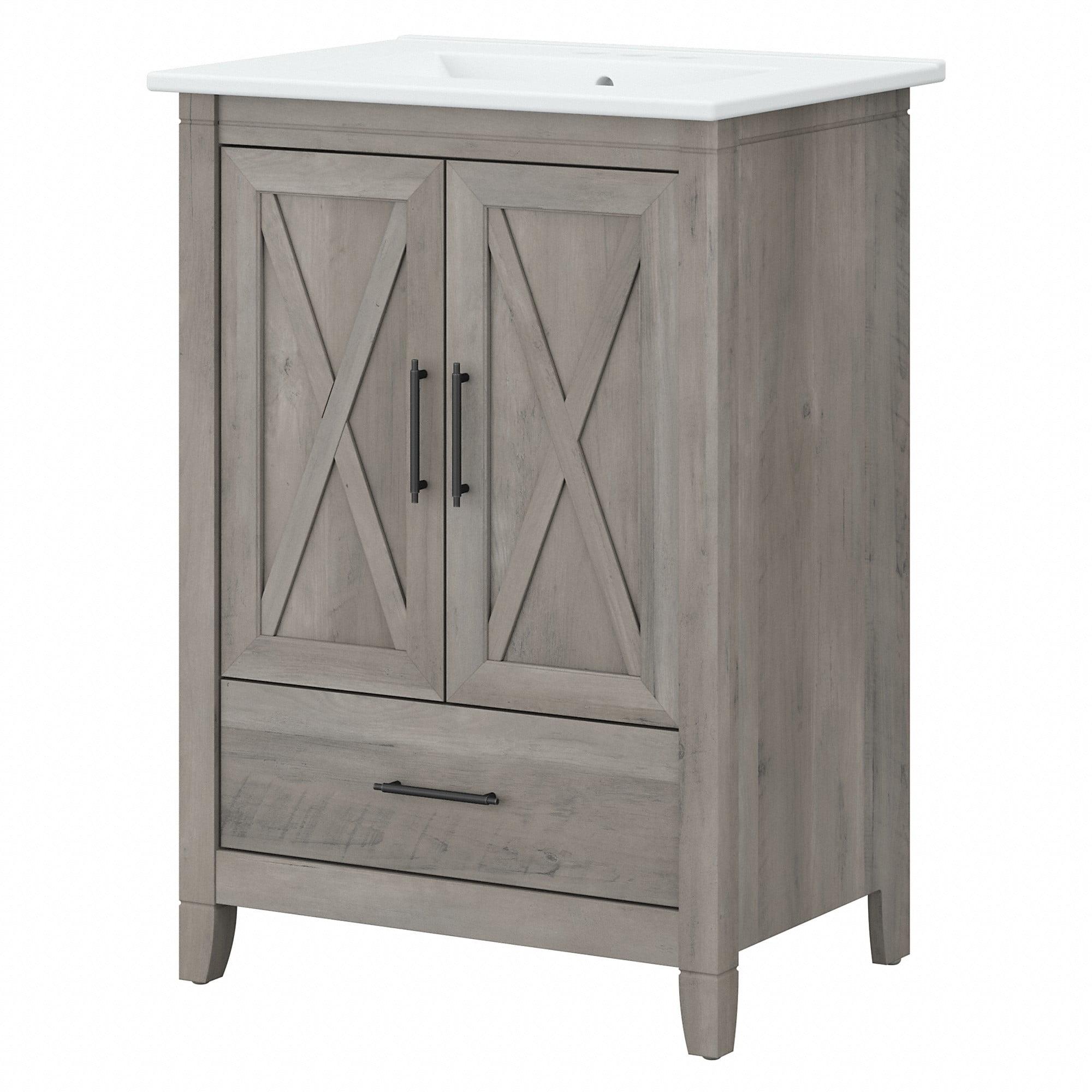 Bush Furniture Key West 24W Bathroom Vanity with Sink in Driftwood Gray