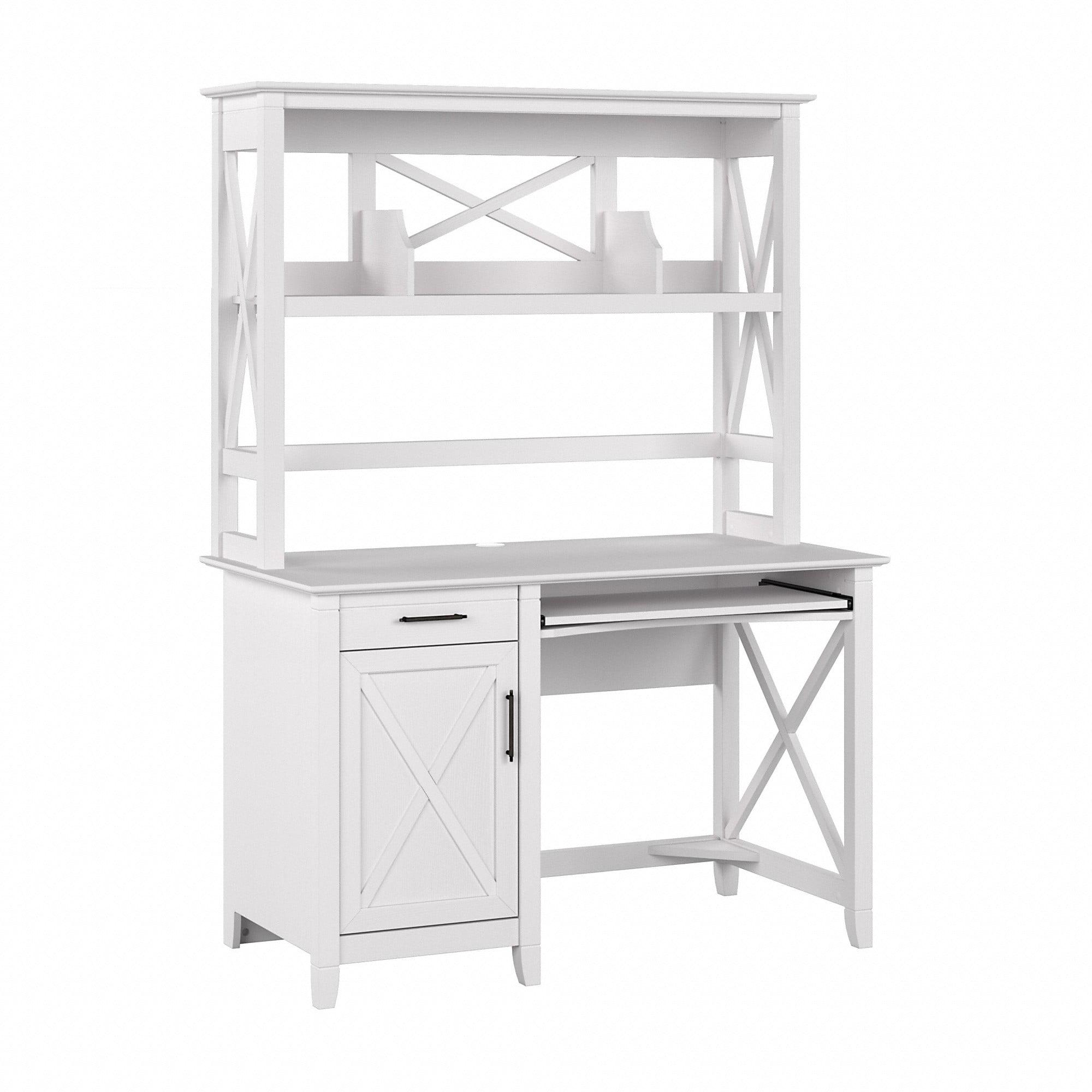 Key West Transitional 48" White Oak Computer Desk with Hutch