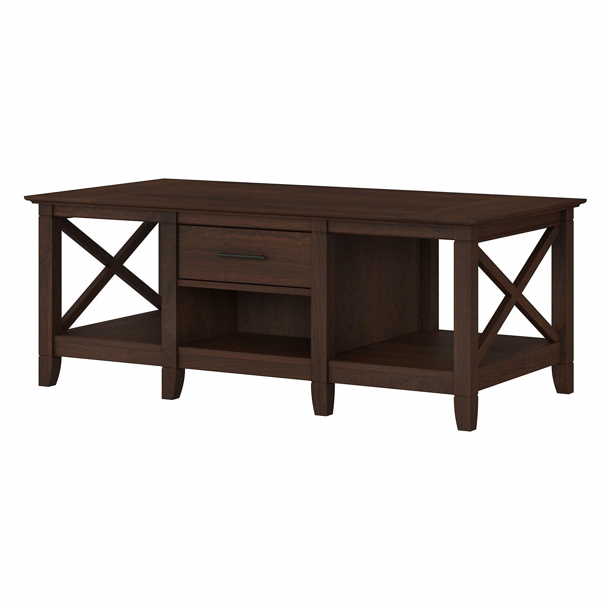 Brown Rectangular Wood and Metal Coffee Table with Storage