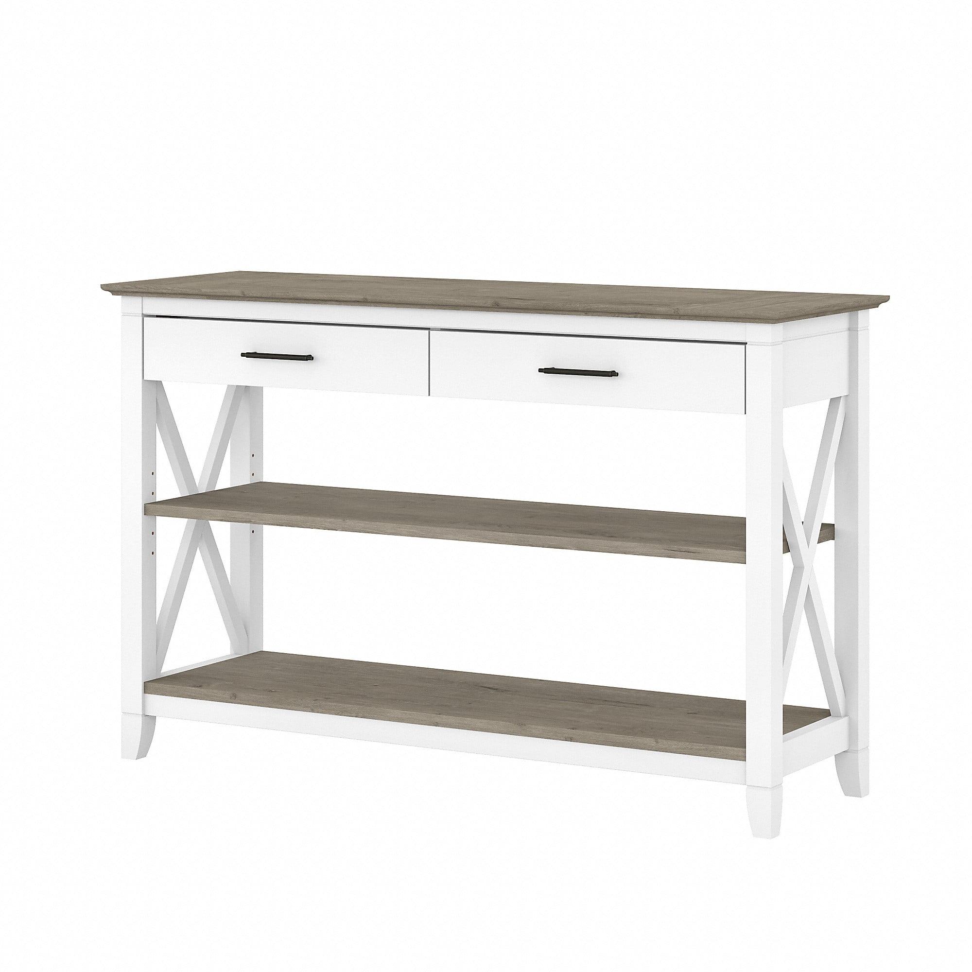 Bush Furniture Key West Console Table, Pure White & Shiplap Gray