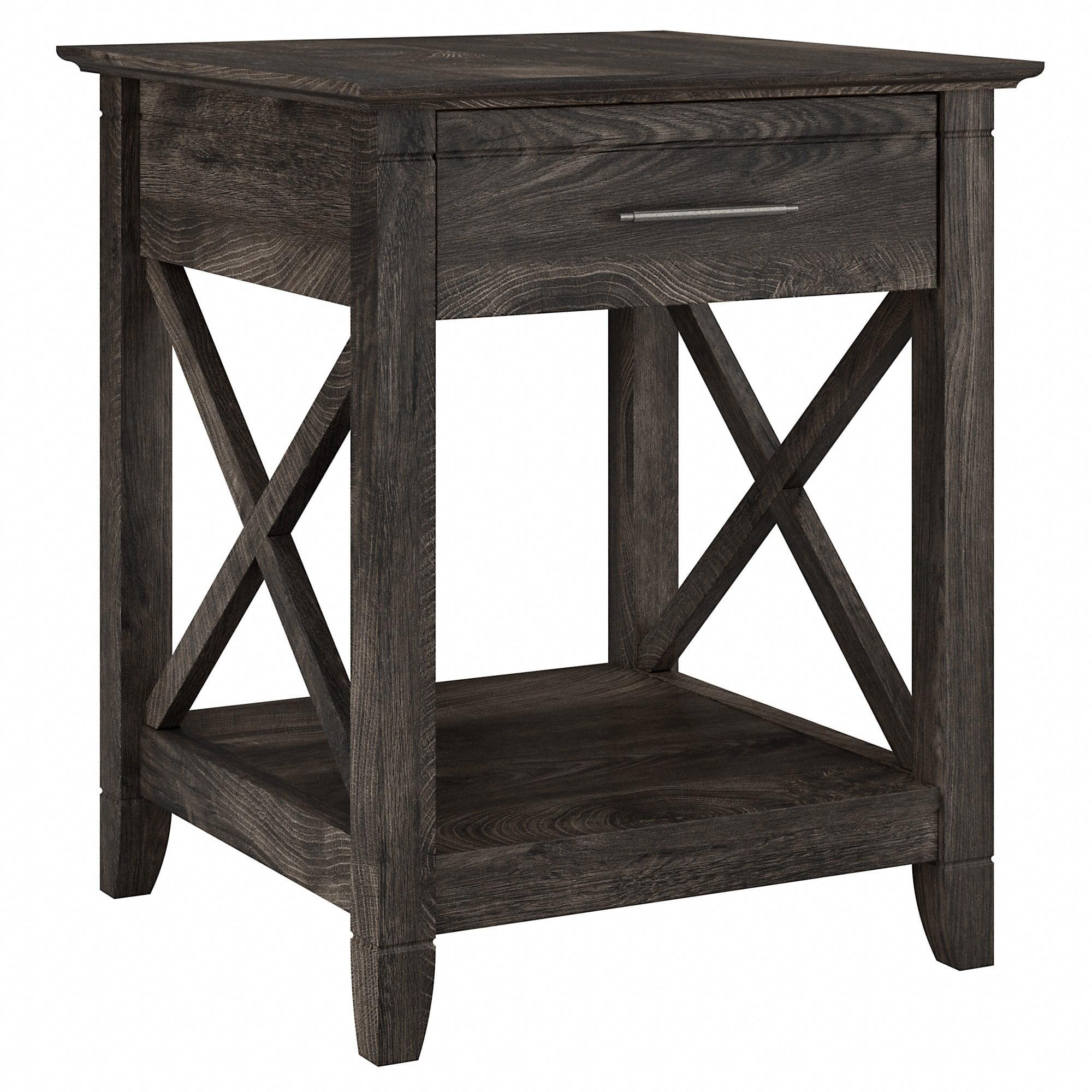 Bush Furniture Key West End Table with Storage, Dark Gray Hickory