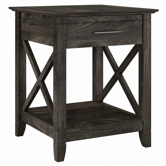 Bush Furniture Key West End Table with Storage, Dark Gray Hickory