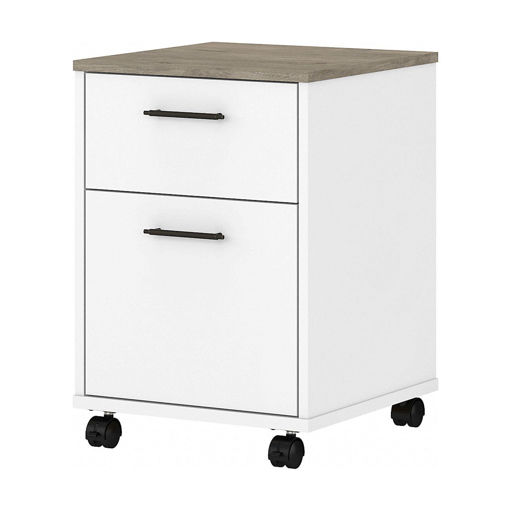 Bush Furniture Key West Mobile File Cabinet, 2 Drawer, Pure White & Shiplap Gray