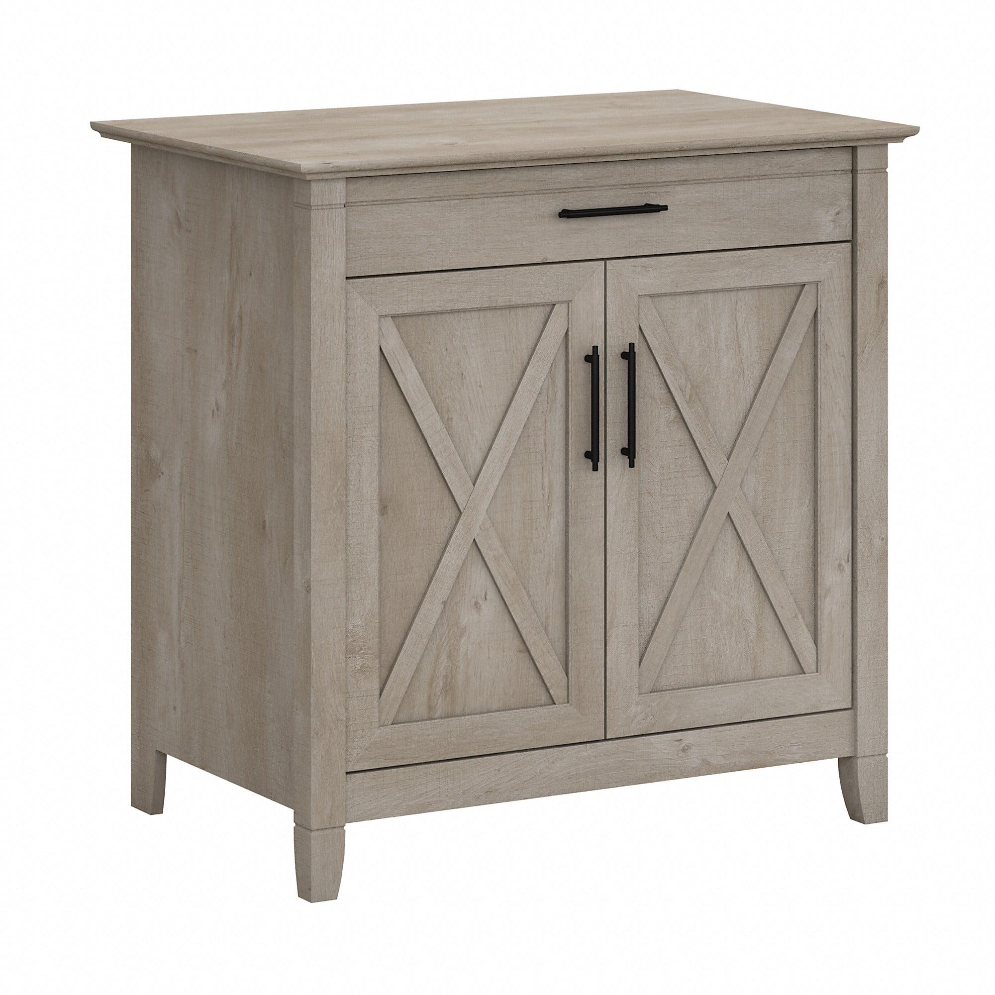 Bush Furniture Key West Secretary Desk with Storage, Washed Gray