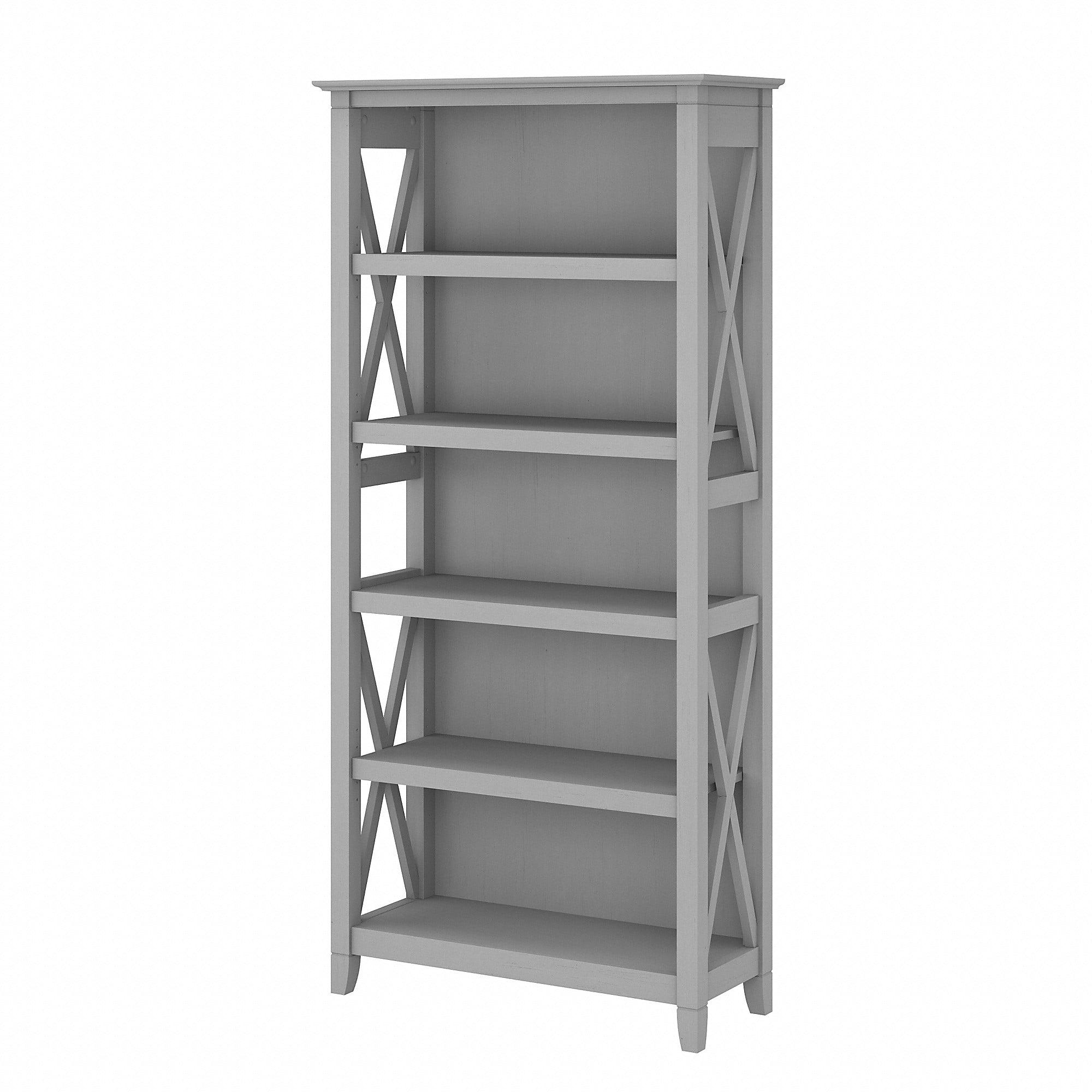 Cape Cod Gray Casual Farmhouse Engineered Wood 5-Shelf Bookcase