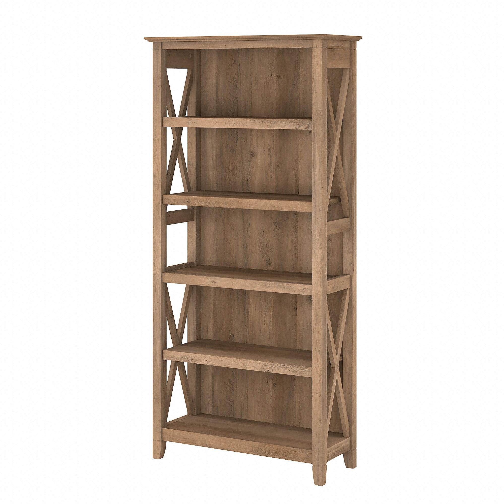 Bush Furniture Key West Tall 5 Shelf Bookcase, Reclaimed Pine