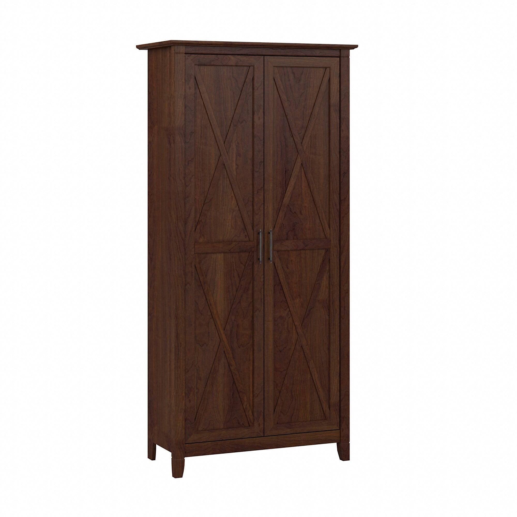 Key West Transitional Bing Cherry Tall Bathroom Cabinet with Adjustable Shelves