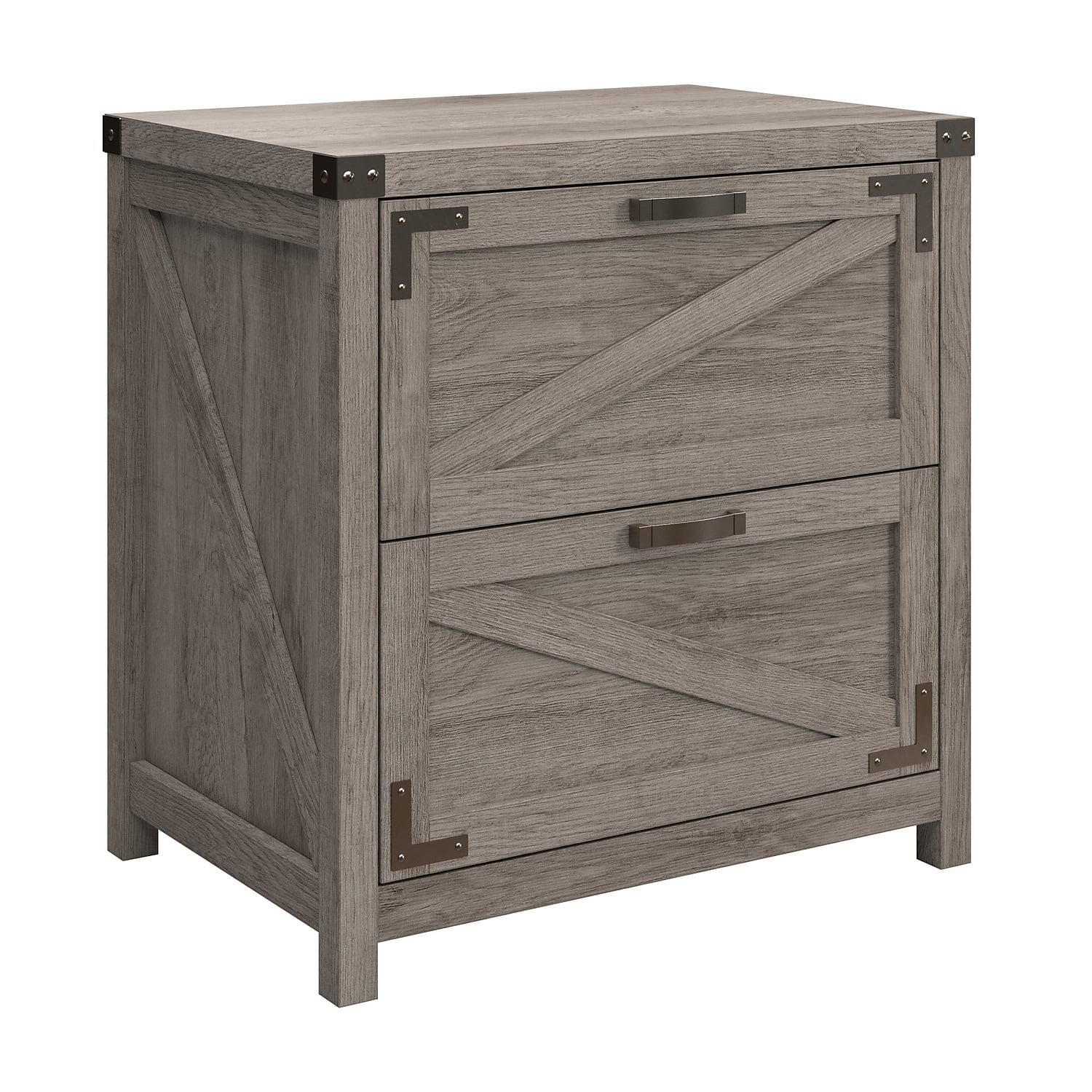 Restored Gray Modern Farmhouse 2-Drawer Lockable Lateral Filing Cabinet