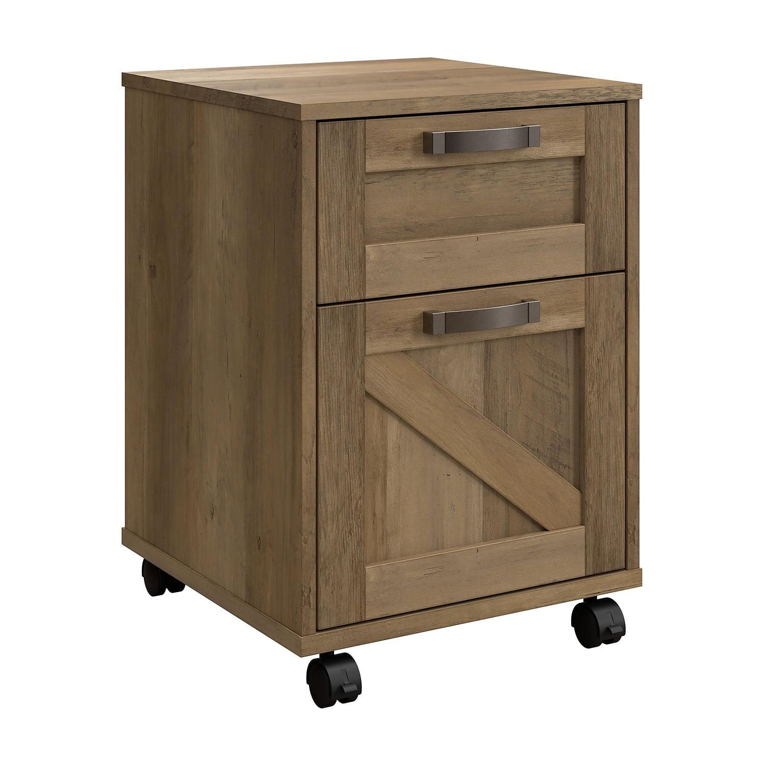 Reclaimed Pine 2-Drawer Mobile Filing Cabinet with Lockable Casters