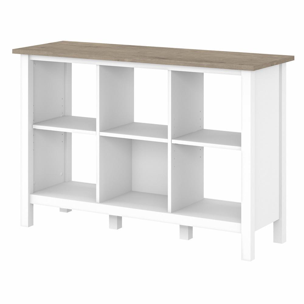 30" 6 Cube Mayfield Bookshelf Shiplap Gray/Pure White - Bush Furniture: Modern Farmhouse Organizer, MDF Laminate