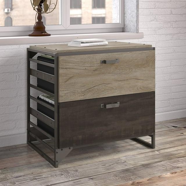 17 Stories Lateral File Cabinet,Sturdy Industrial Steel Frame with Open Sides and Matching Hardware Storage for Home and Office, Rustic Gray