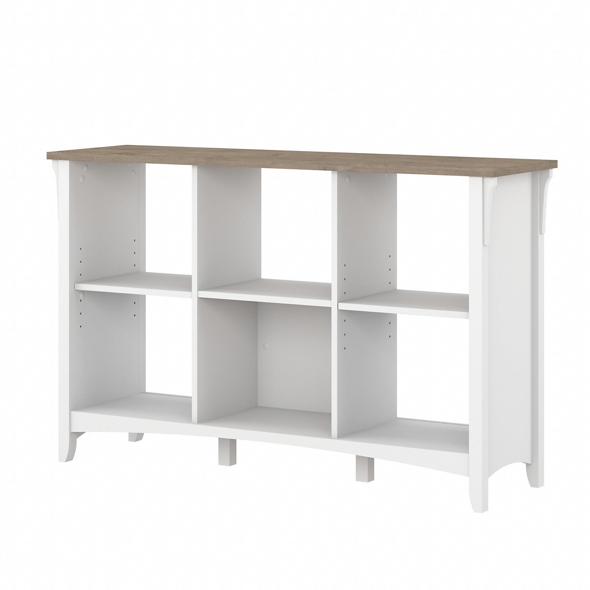 Shiplap Gray and Pure White Adjustable 6-Cube Organizer Bookcase