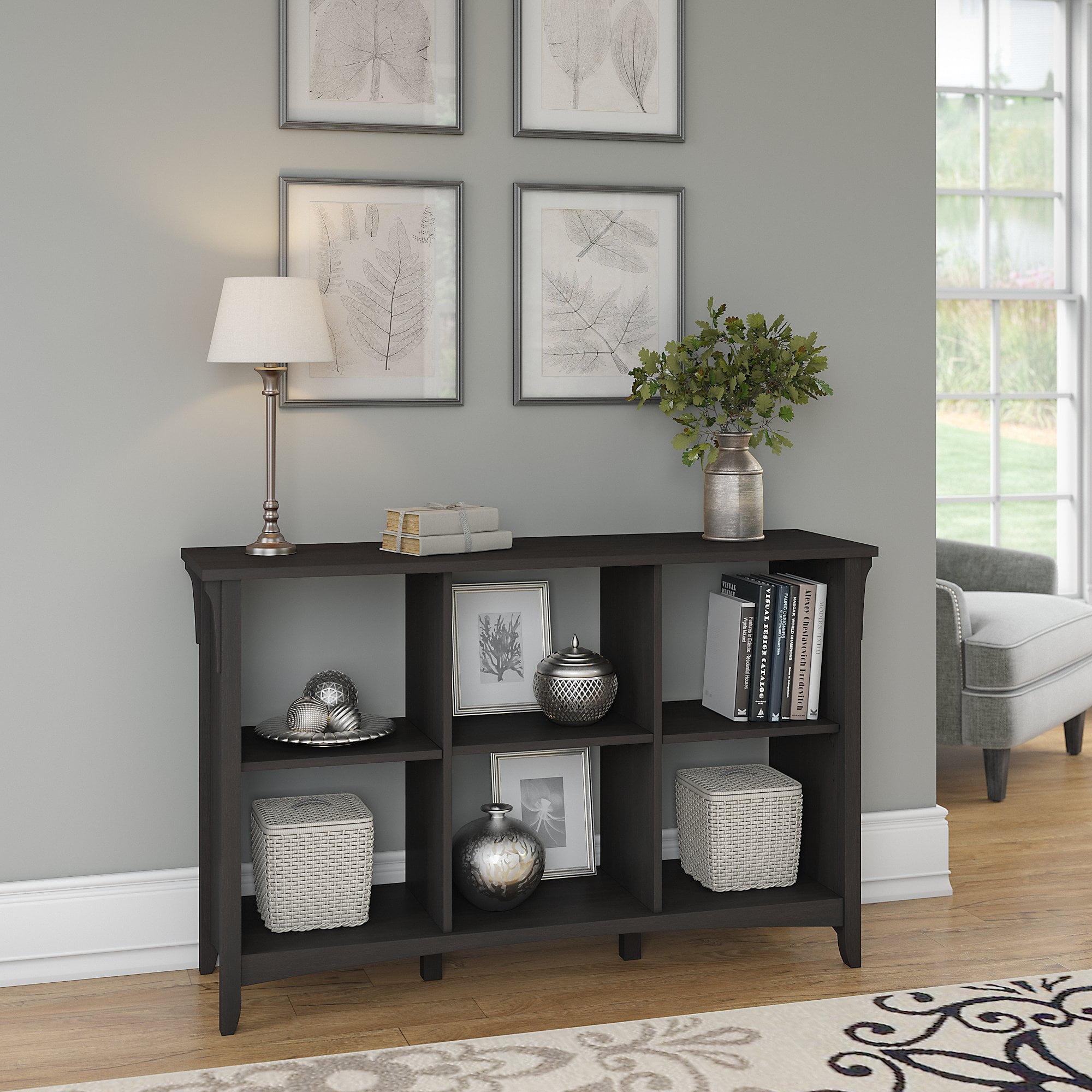 Bush Furniture Salinas 6 Cube Bookcase Organizer, Vintage Black