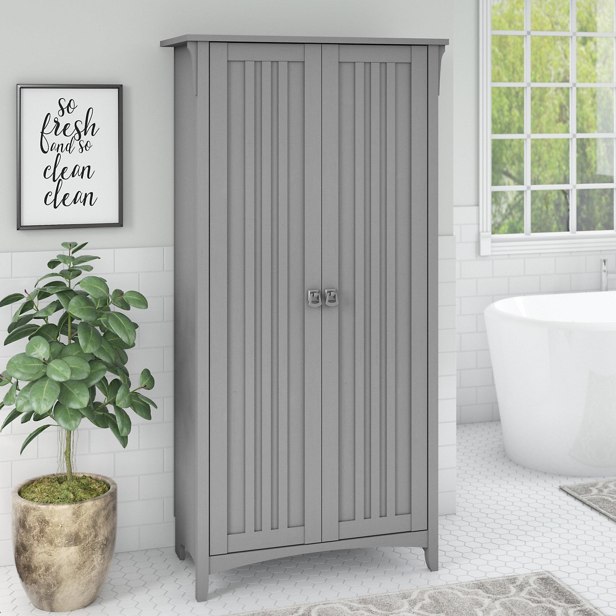 Cape Cod Gray Mission Style Accent Cupboard with Adjustable Shelving
