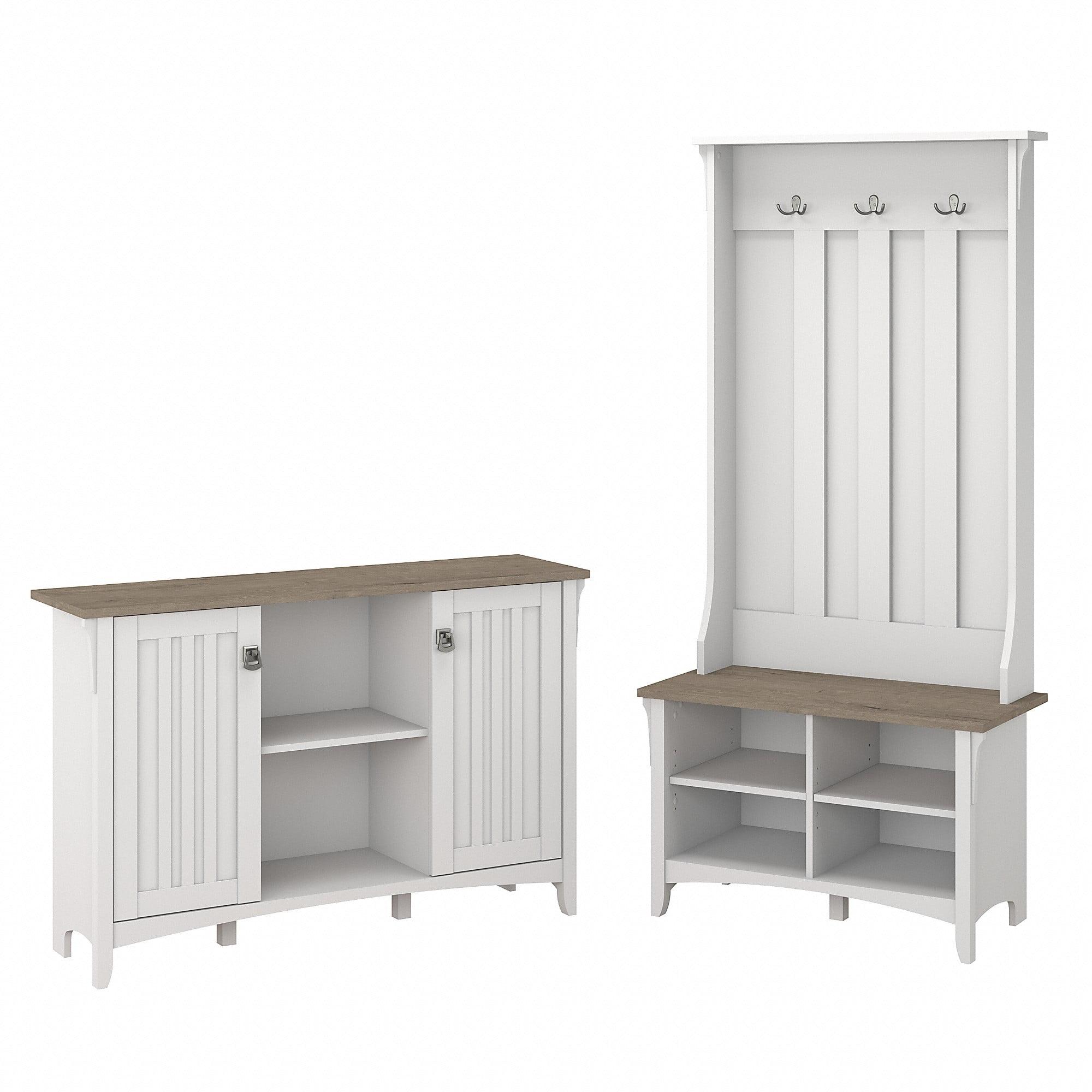 Salinas Casual 3-Piece Entryway Storage Set in Shiplap Gray & Pure White