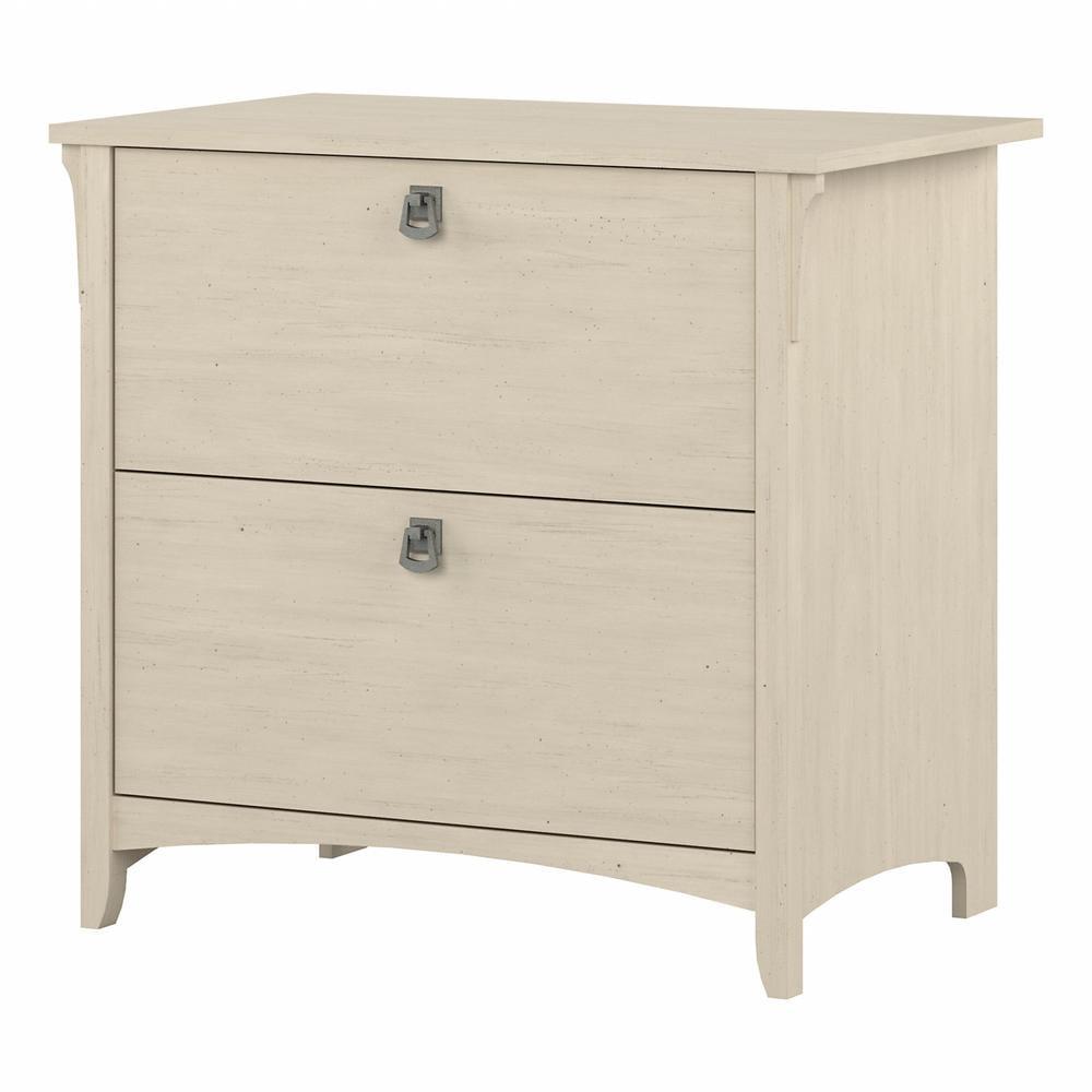 Salinas 2 Drawers File Cabinet In Antique White - Bush Furniture: Mid-Century Modern, Wood Composite, Laminate Surface