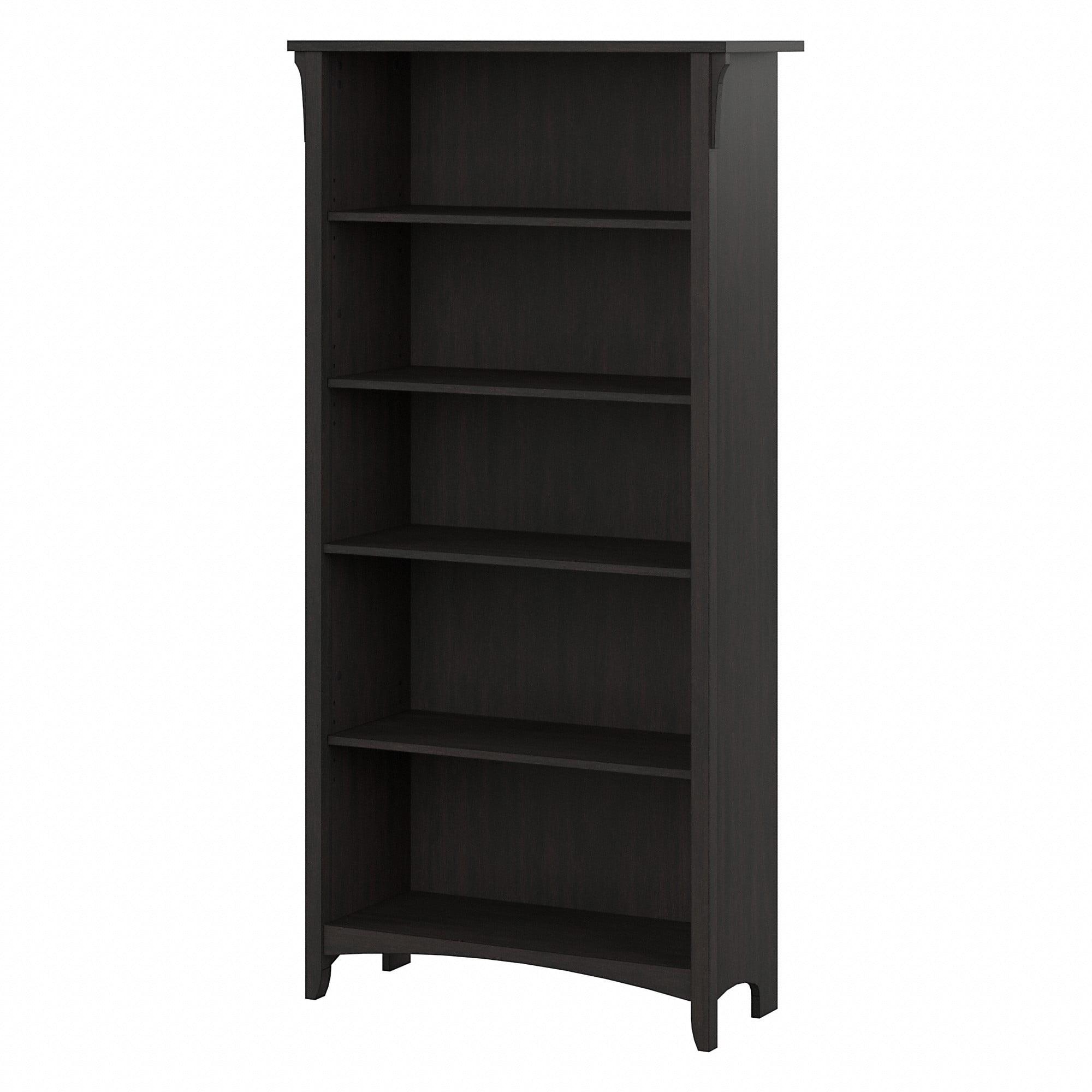 Salinas Vintage Black Tall 5-Shelf Adjustable Wood Bookcase